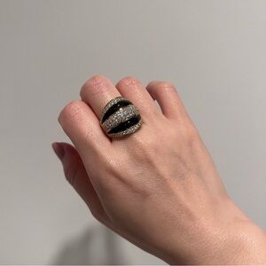 NWT Black Enamel Diamond Cocktail Ring